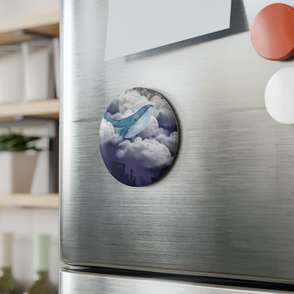 Round Button Magnet in the design City Whale