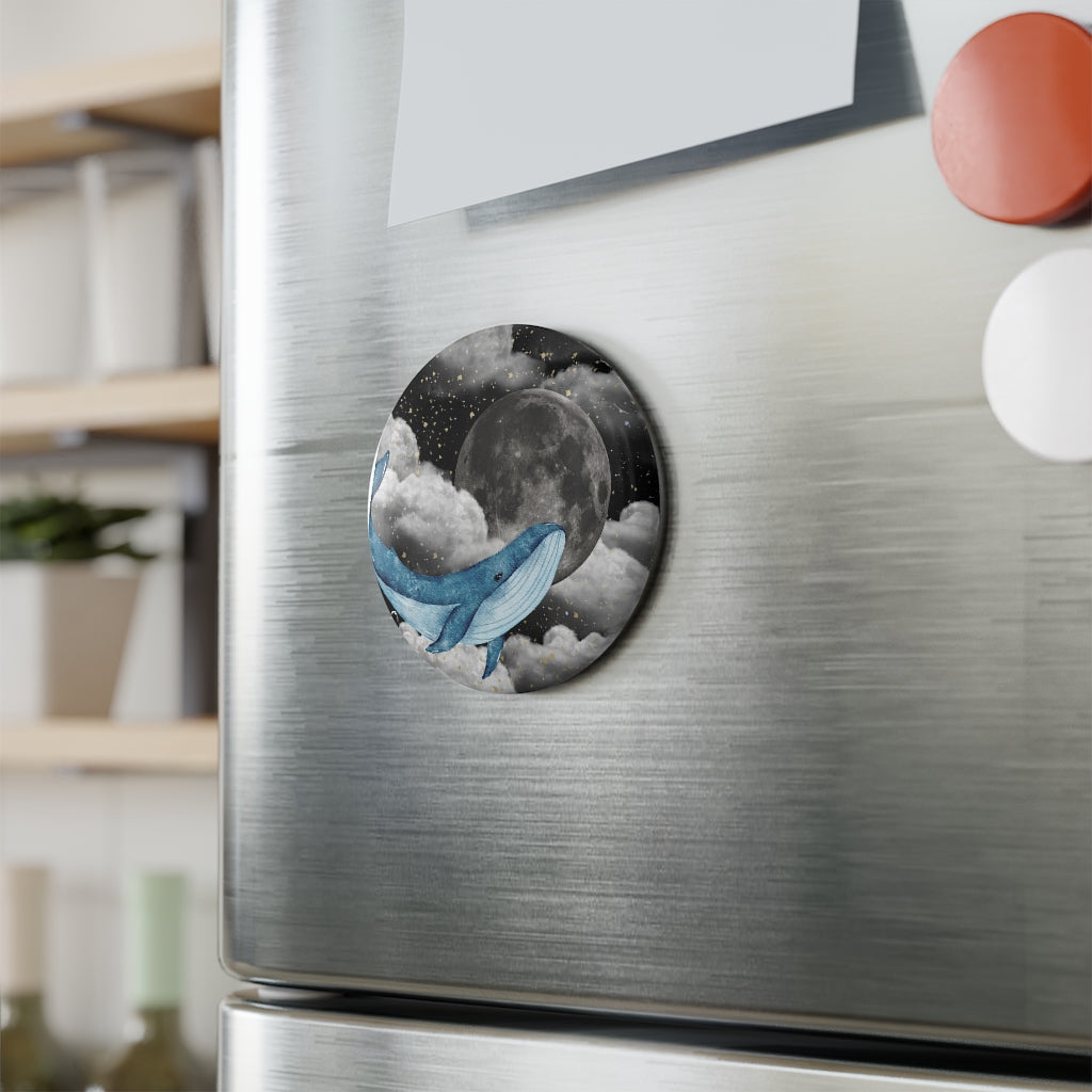 Round Button Magnet in the design Moon Whale
