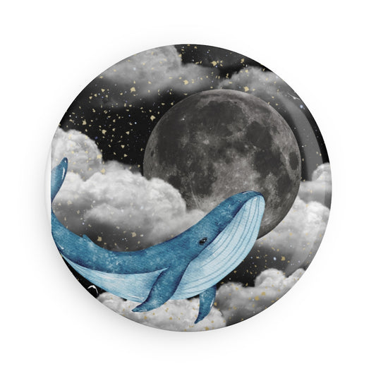 Round Button Magnet in the design Moon Whale