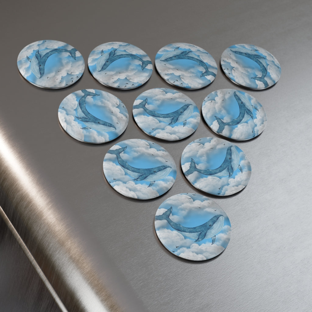 Round Button Magnet in the design Day Whale